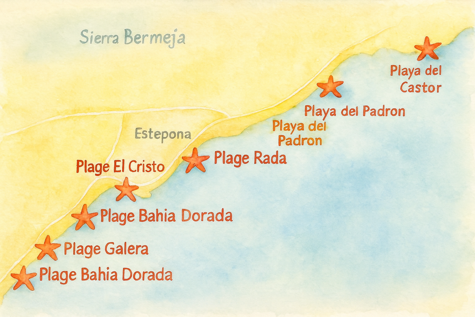 Carte des plages d’Estepona